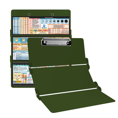 WhiteCoat Clipboard® Trifold - Army Green Nursing Edition